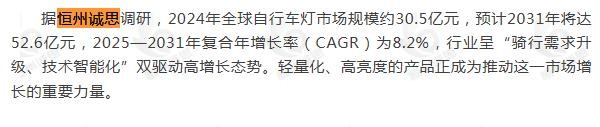 9月7号微信公众号:消费日报官方平台引用了恒州诚思(YHResearch)发布的自行车灯市场报告
